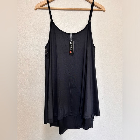 Elegant Black Lace Chemise with A-Line Silhouette - Picture 4 of 9